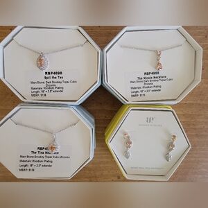 Bomb Party rhodium-plated jewelry bundle featuring smokey topaz cubic zirconia.